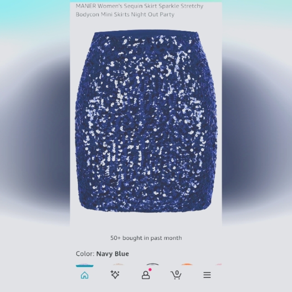 Maner, dark blue sequin, Body hugging skirt.  size XS